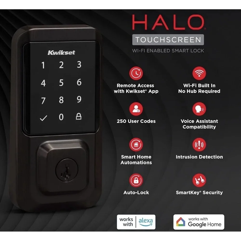 Kwikset Halo Smart Keyless Electronic Touchscreen Deadbolt -‎ Venetian Bronze
